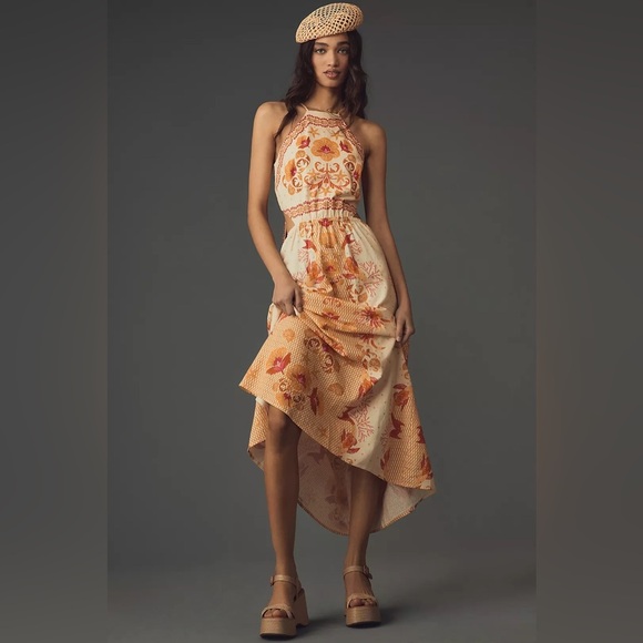 Farm Rio x Anthropologie Printed Halter Maxi Dress Size Large NWT - Picture 1 of 6